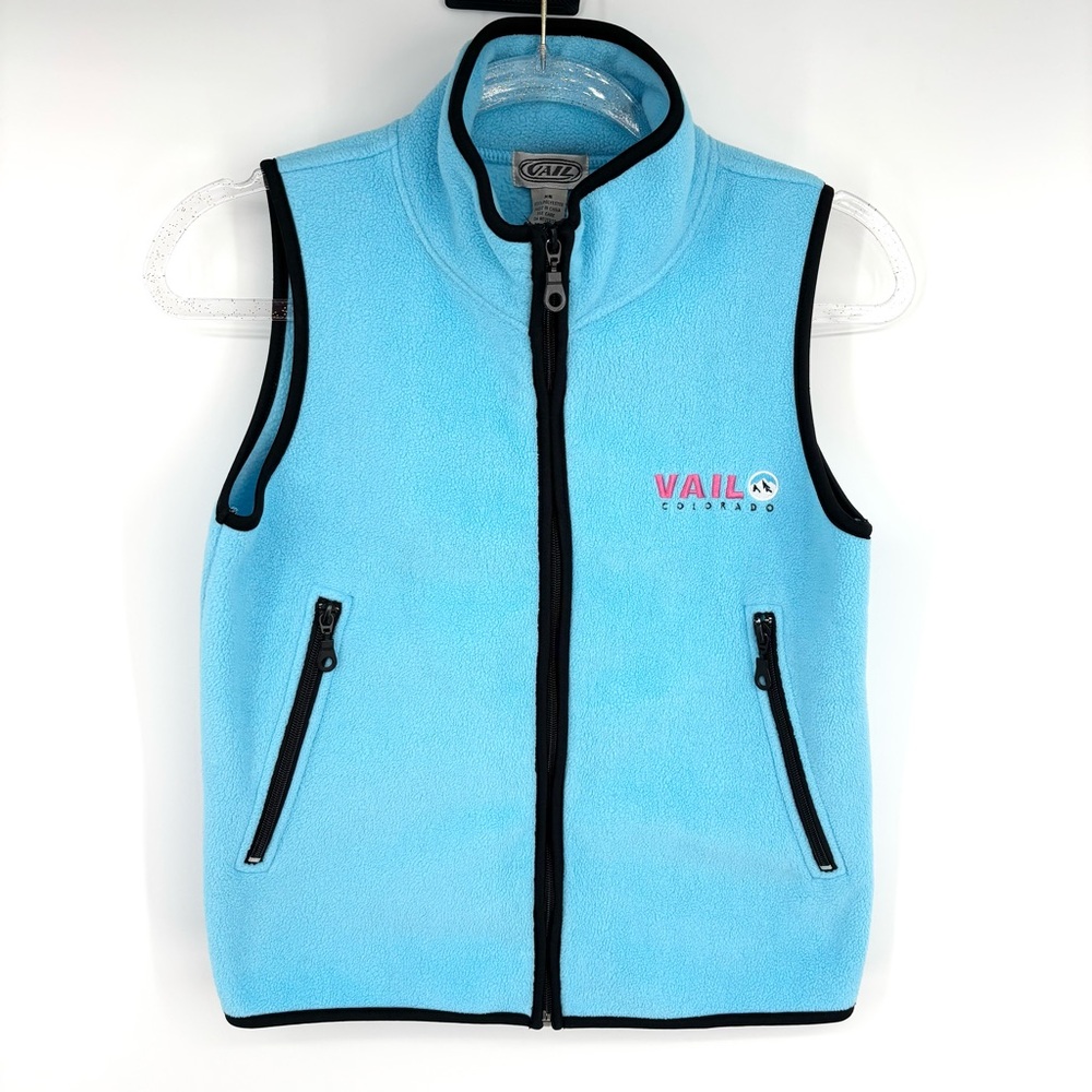 Vail‎ Colorado Ski Full Zip Fleece Vest Size XS Skiing Slopes Warm Outdoor Blue